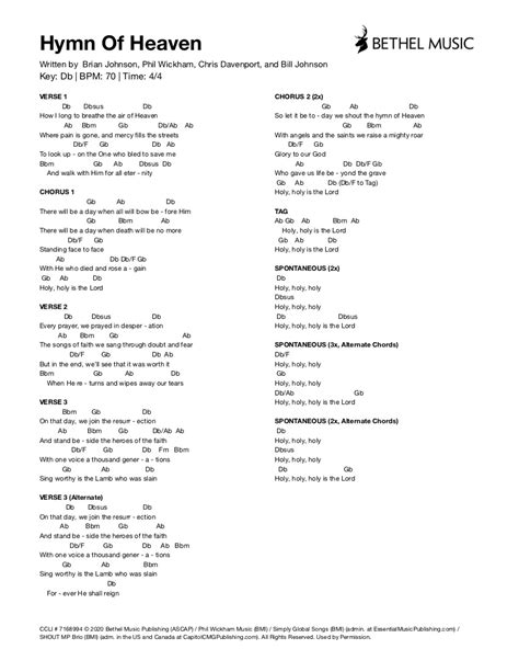 hymn of heaven chord chart